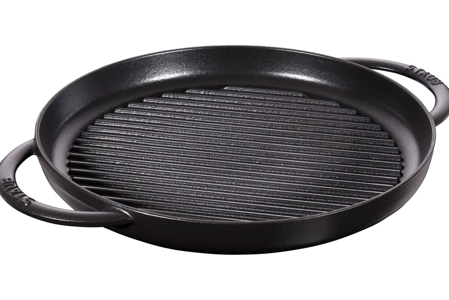 Poêle gril Staub Pure ronde en fonte émaillée noir mat