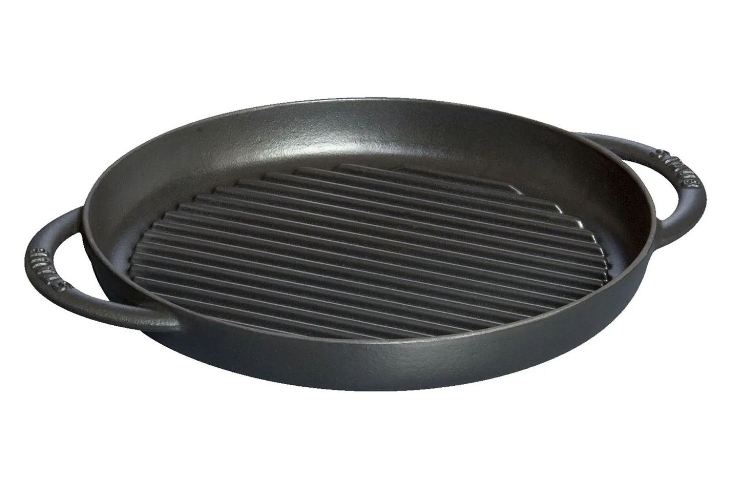 Poêle gril Staub Pure ronde en fonte émaillée noir mat