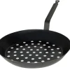 Poêle à marrons perforée Baumalu 28cm en tôle d'acier pour cuisson sur braise