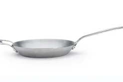 Poêle ronde De Buyer Mineral B Pro 32cm en acier, poignée et contre-poignée en fonte d'inox