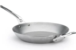 Poêle ronde De Buyer Mineral B Pro 32cm en acier, poignée et contre-poignée en fonte d'inox