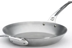 Poêle ronde De Buyer Mineral B Pro 32cm en acier, poignée et contre-poignée en fonte d'inox