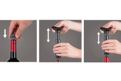 Pompe à vide Concerto + 3 bouchons + 1 verseur anti-goutte Vacu Vin noir