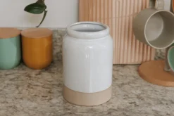 Porte-ustensiles KitchenCraft Idilica en grès crème