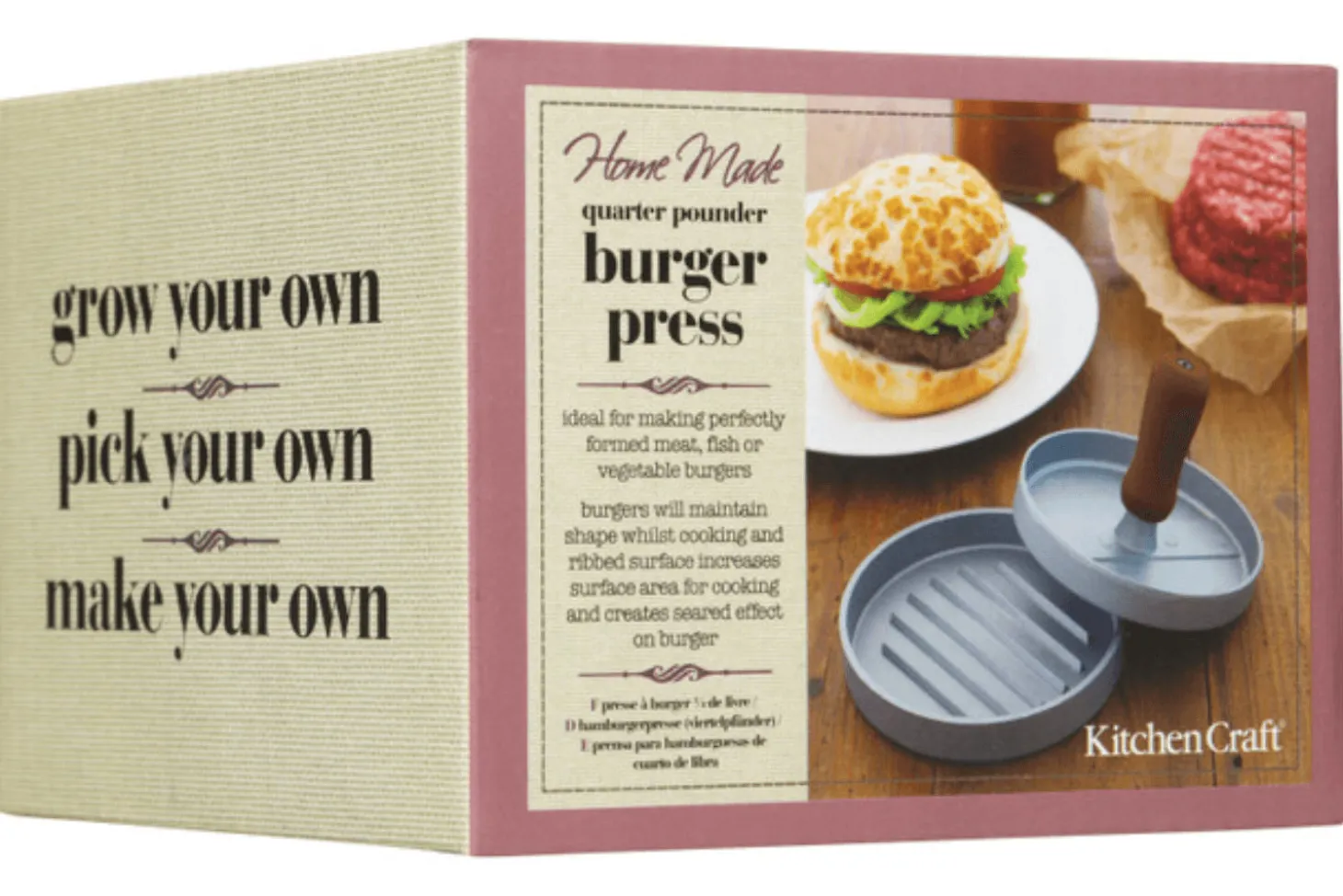 Presse à burgers KitchenCraft Home Made en aluminium 11cm poignée soft touch