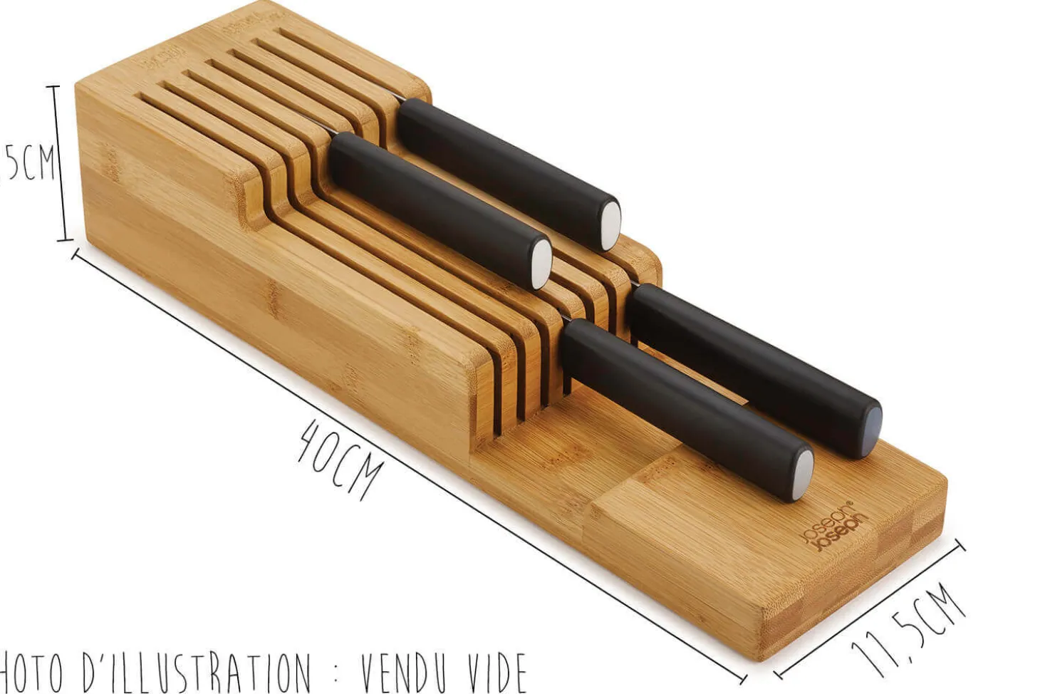 Range-couteaux à 2 niveaux Joseph Joseph DrawerStore Bamboo pour tiroir
