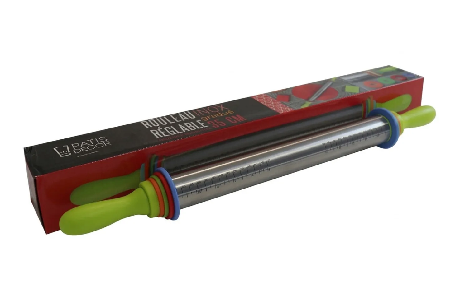 Rouleau à pâtisserie réglable et gradué Patisdécor en inox