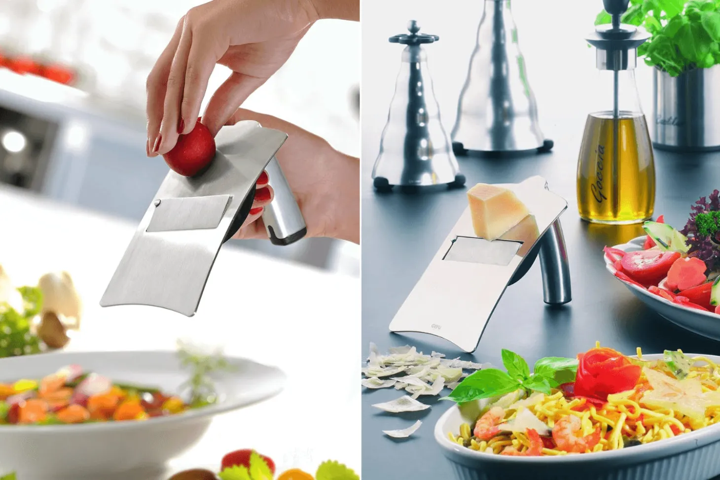 Râpe de fin gourmet Gefu Tartufolo en acier inoxydable