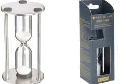 Sablier Masterclass 3 minutes en verre et acier inoxydable finition satinée