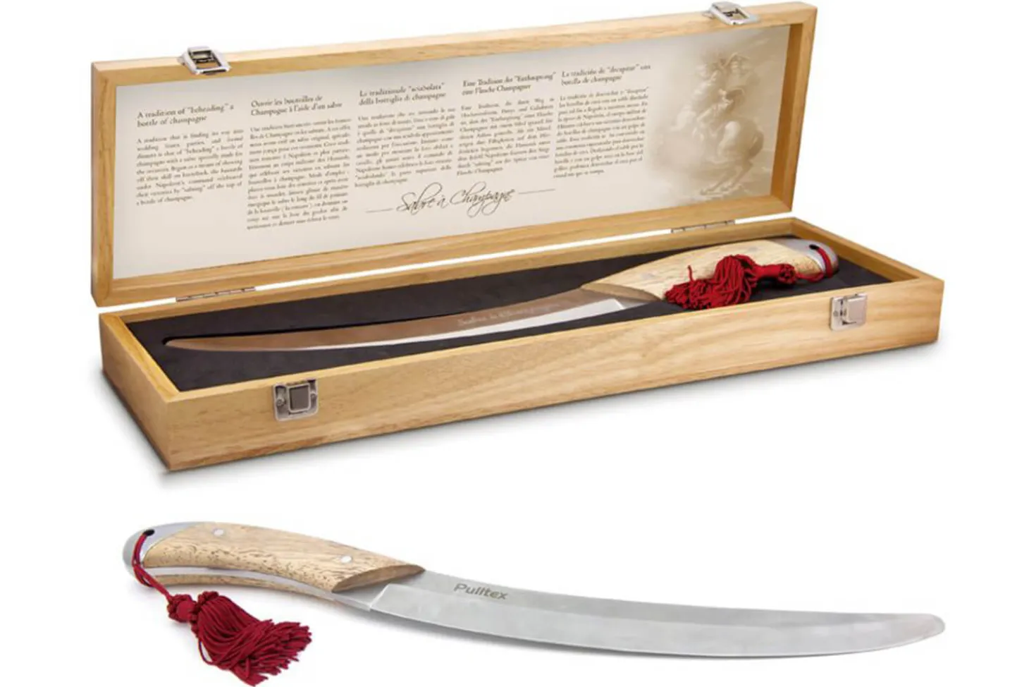 Sabre à champagne Pulltex avec coffret en bois