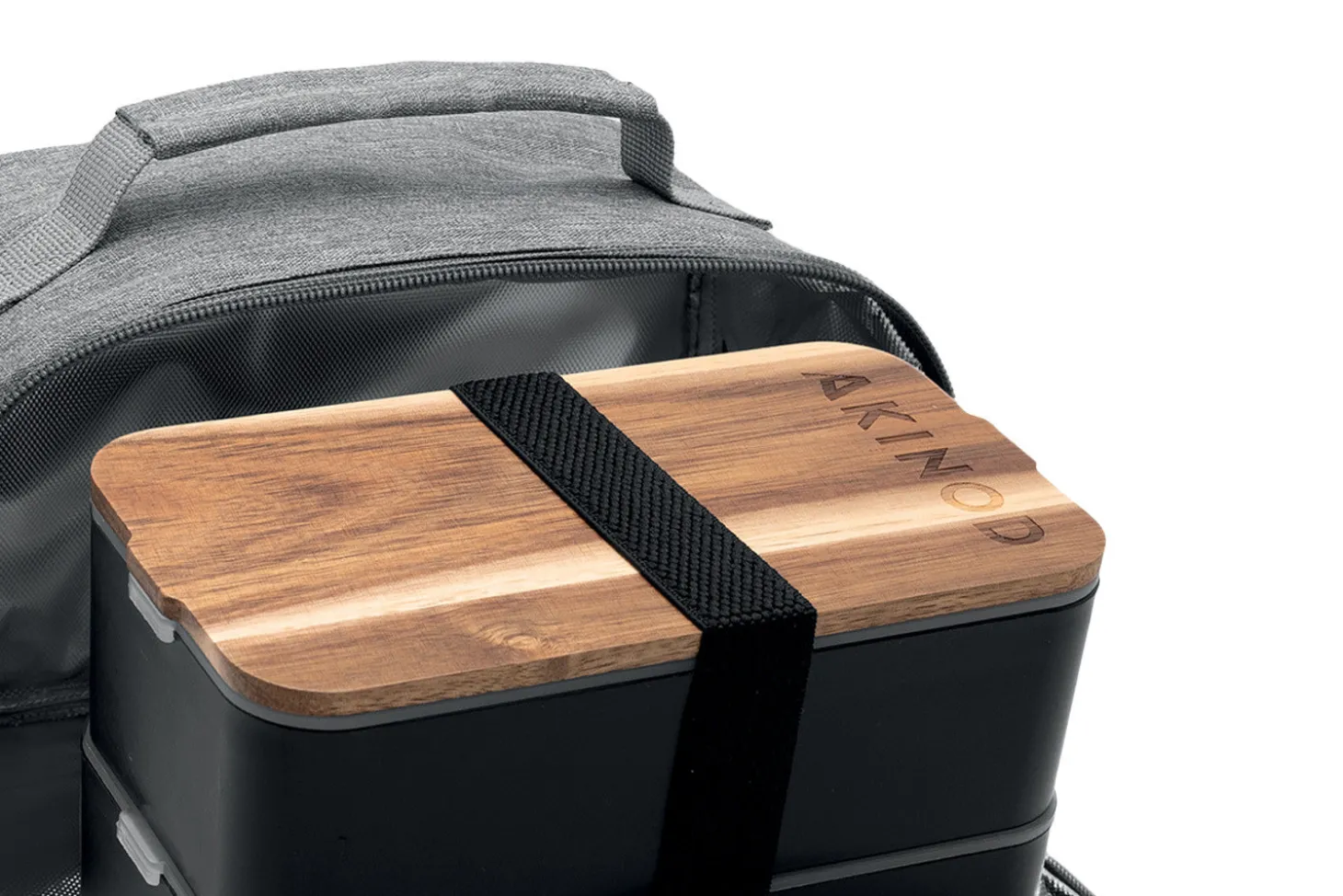 Sac isotherme Akinod 11:58 gris chiné + Bento noir 1,4L