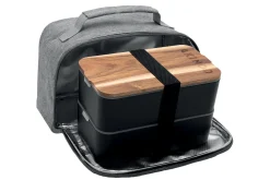 Sac isotherme Akinod 11:58 gris chiné + Bento noir 1,4L