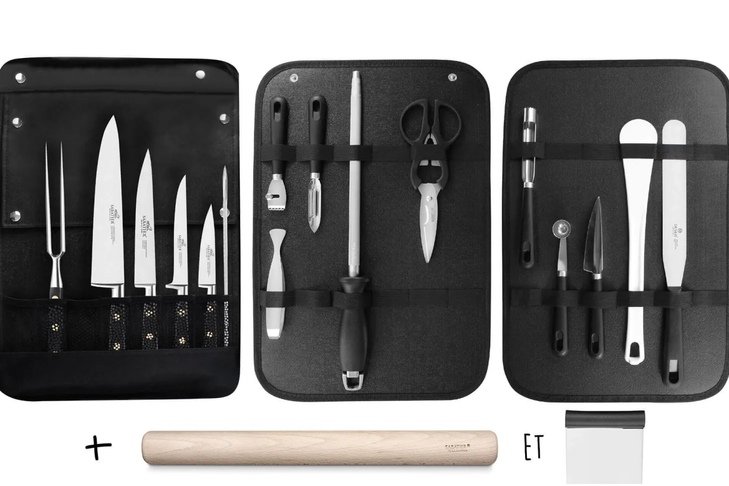 Sac spécial chef Sabatier Chef 4 couteaux de cuisine français + 14 ustensiles - Exclusivité
