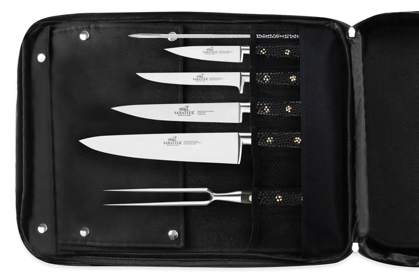 Sac spécial chef Sabatier Chef 4 couteaux de cuisine français + 14 ustensiles - Exclusivité