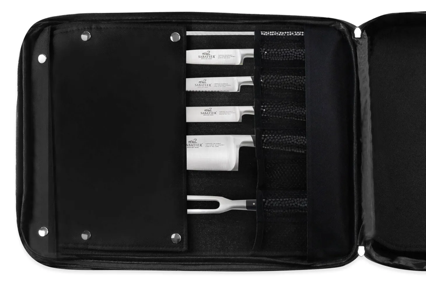 Sac spécial chef Sabatier Edonist 4 couteaux de cuisine français + 14 ustensiles - Exclusivité