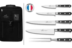 Sac spécial chef Sabatier Idéal Inox 4 couteaux de cuisine français + 1 fourchette - Exclusivité