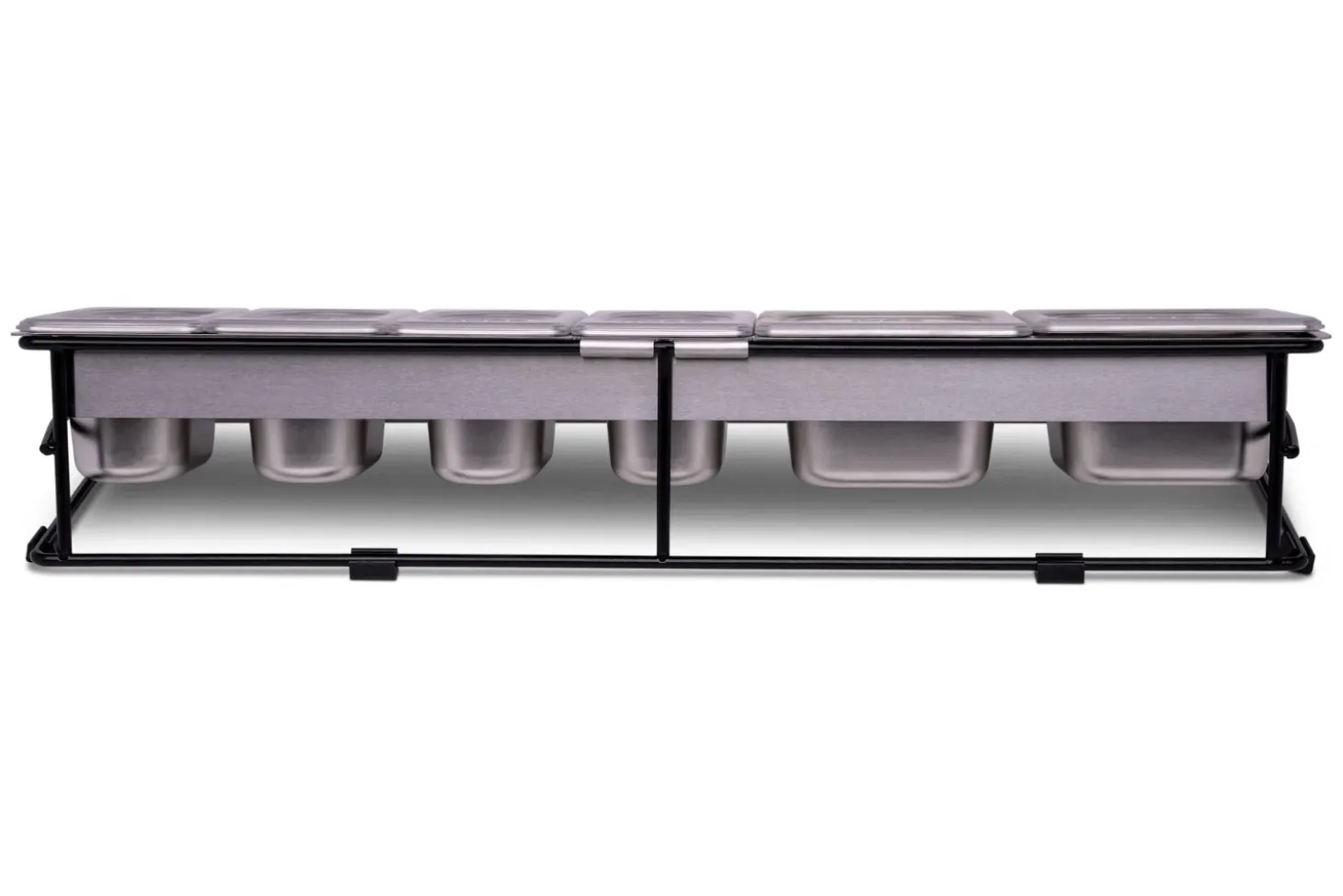 Saladette Ooni inox + 6 bacs à garnitures pour pizzas avec couvercles