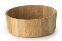 Saladier rond bord droit Continenta en bois de chêne Ø31x12cm