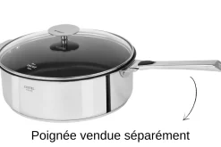 Sauteuse antiadhérente Cristel Casteline amovible Exceliss en inox 5 plis