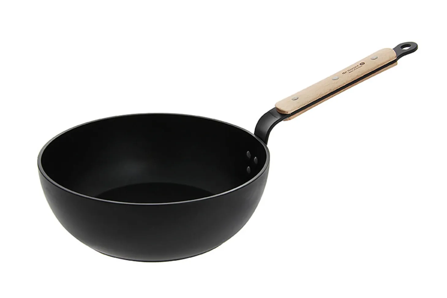 Sauteuse bombée antiadhésive De Buyer Choc B Bois en aluminium forgé et manche en hêtre
