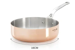 Sauteuse droite en cuivre inox De Buyer Prima Matera poignée en fonte d'inox compatible induction