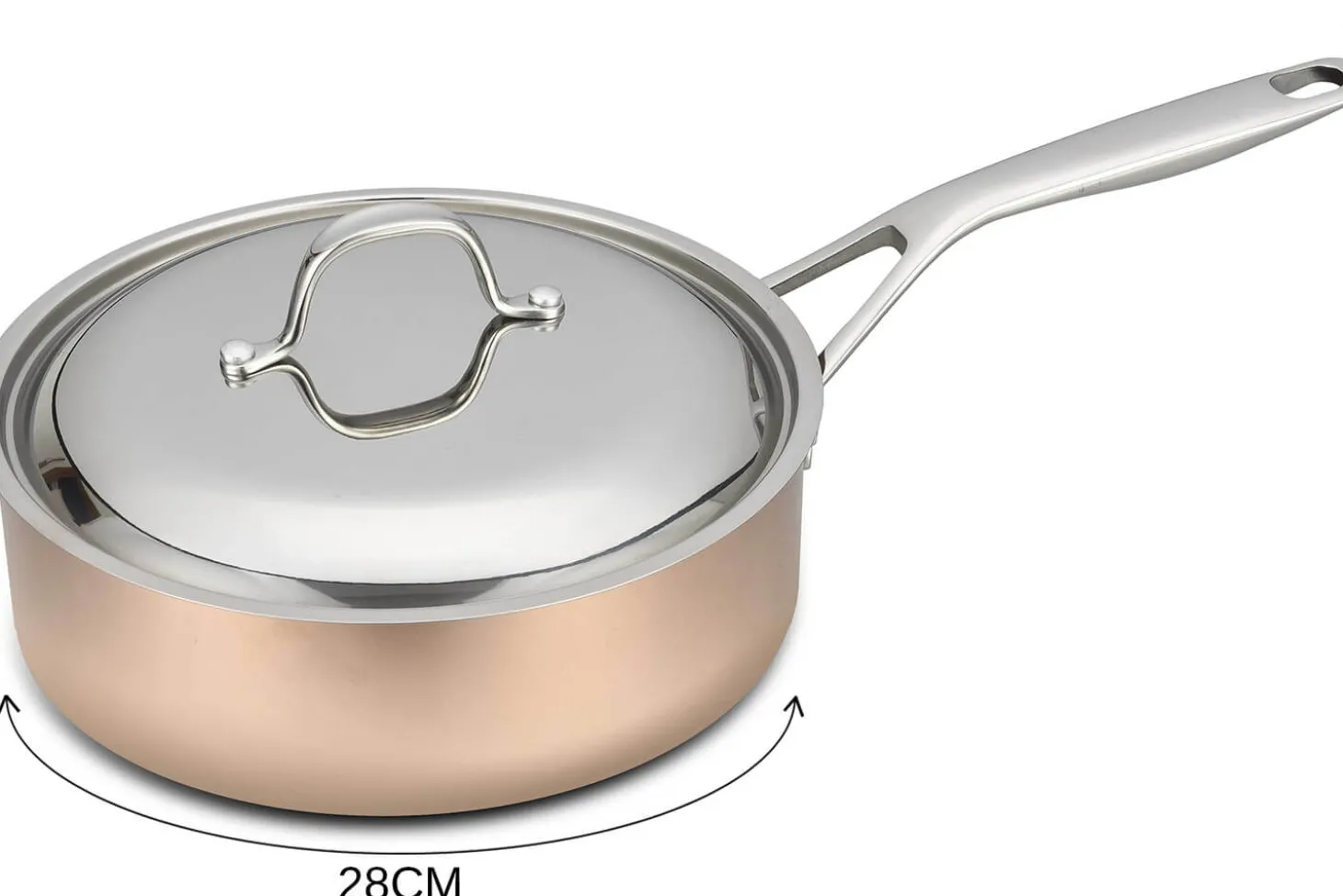 Sauteuse en cuivre inox Baumalu B'Chef avec couvercle en inox