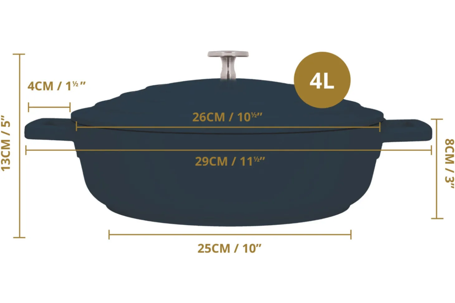 Sauteuse ronde MasterClass compatible induction en fonte d'aluminium 4L