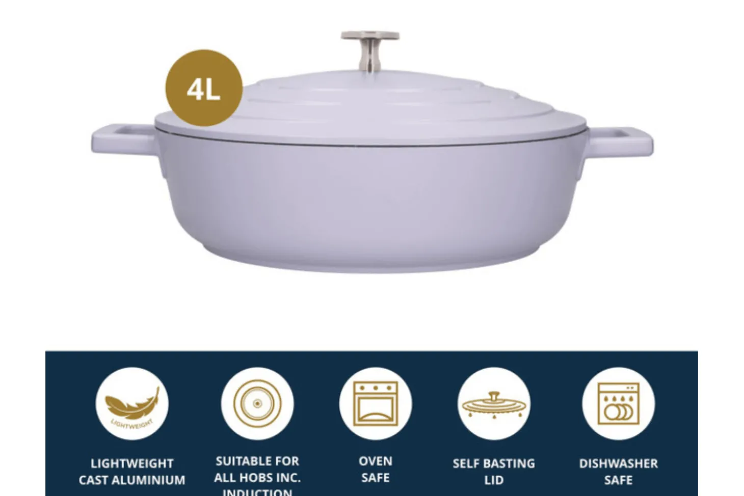 Sauteuse ronde MasterClass compatible induction en fonte d'aluminium 4L