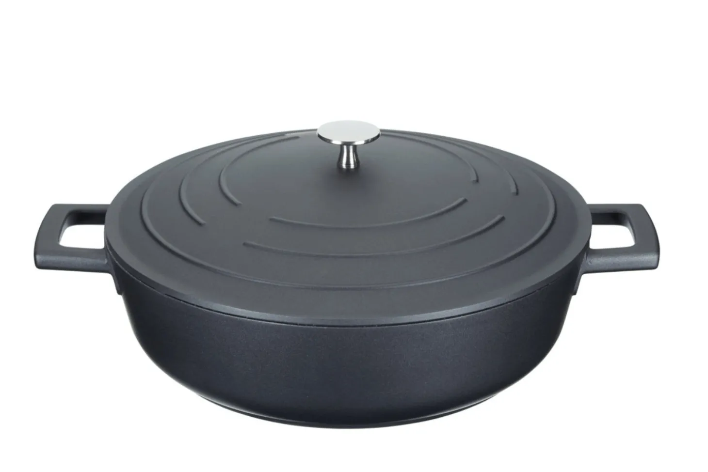 Sauteuse ronde MasterClass compatible induction en fonte d'aluminium noir 4L