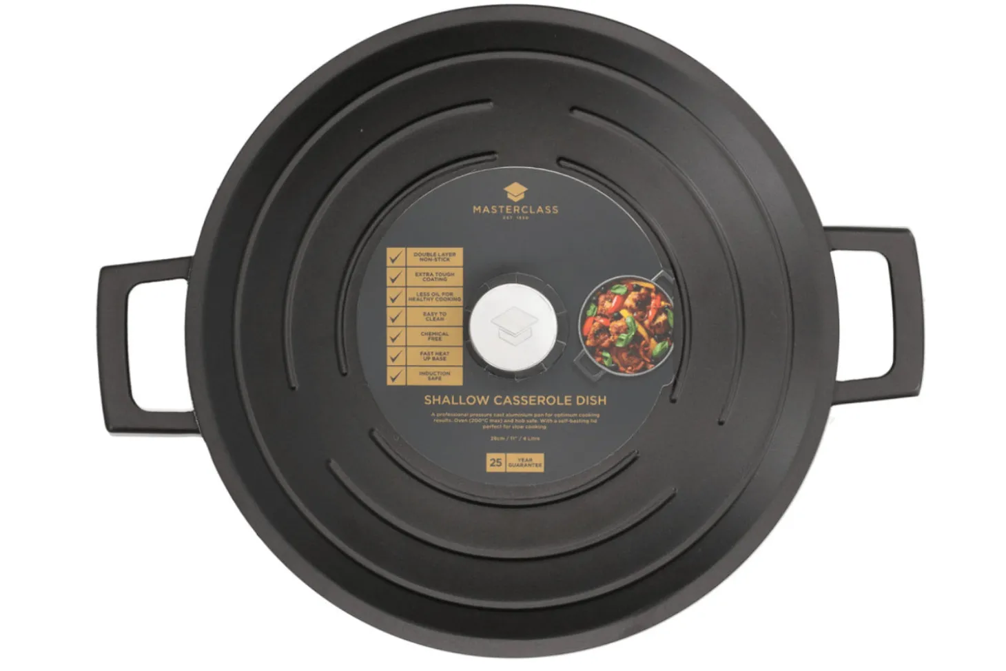 Sauteuse ronde MasterClass compatible induction en fonte d'aluminium noir 4L