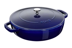 Sauteuse Staub Chistera en fonte émaillée bleu intense