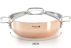Sautoir bombé 28cm en cuivre inox De Buyer Prima Matera compatible induction avec couvercle