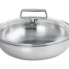 Sautoir Cristel Castel'Pro en acier inoxydable 18/10 5 ply avec 2 anses fixes + couvercle en verre
