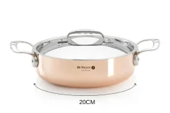 Sautoir droit en cuivre inox De Buyer Prima Matera anses en inox avec couvercle