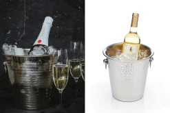 Seau à vin mousseux et à champagne Barcraft en acier inoxydable martelé