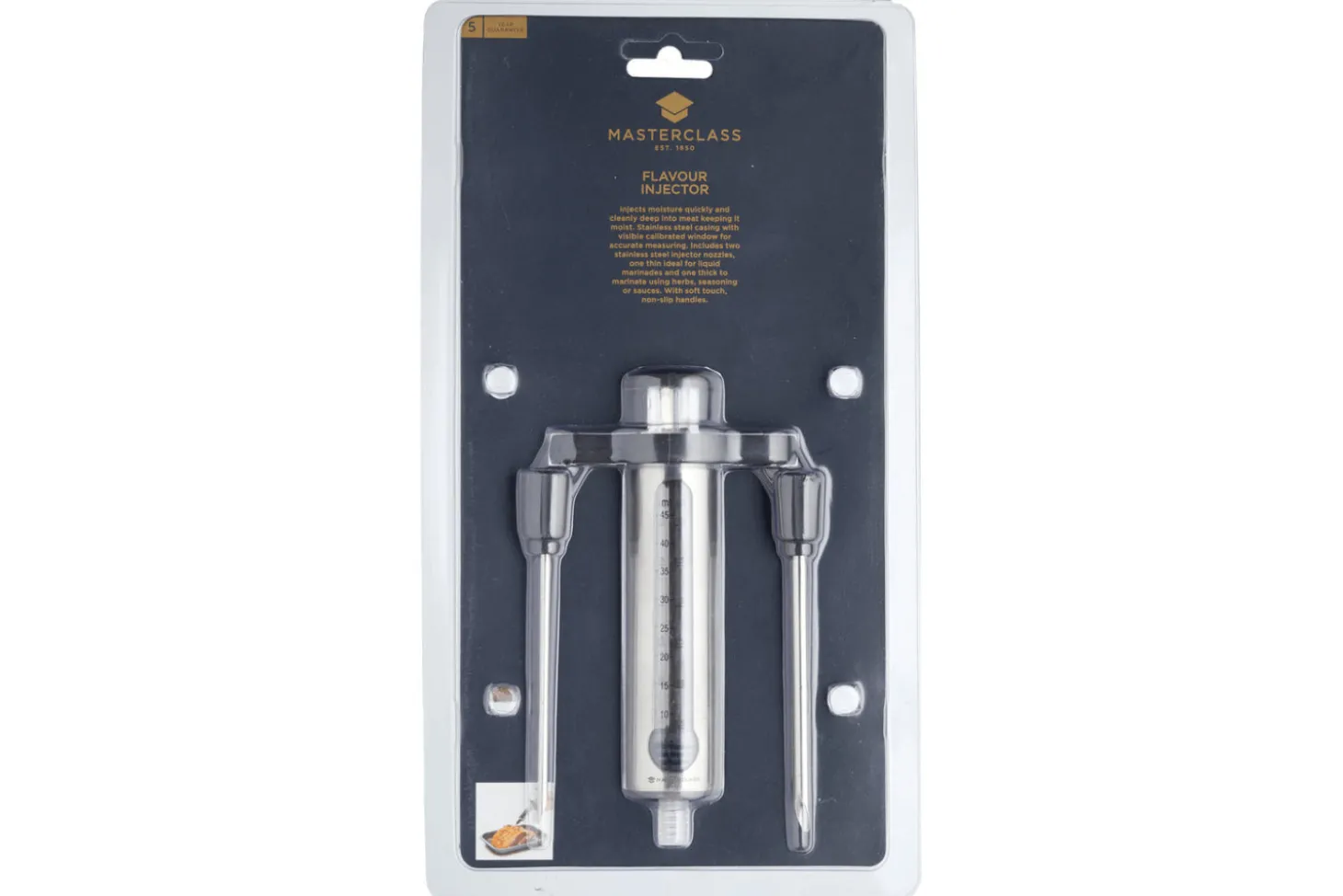 Seringue à marinade MasterClass en acier inox 45ml + 2 aiguilles