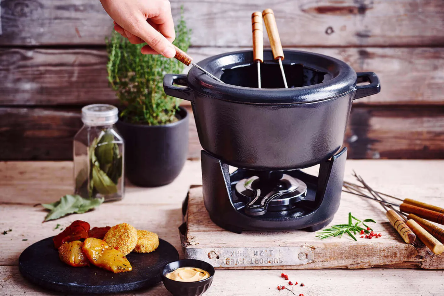 Service à fondue Beka Nori en fonte émaillée pour 8 personnes - Coloris noir