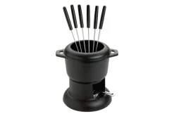 Service à fondue bourguignonne Invicta en fonte émaillée avec brûleur et fourchettes