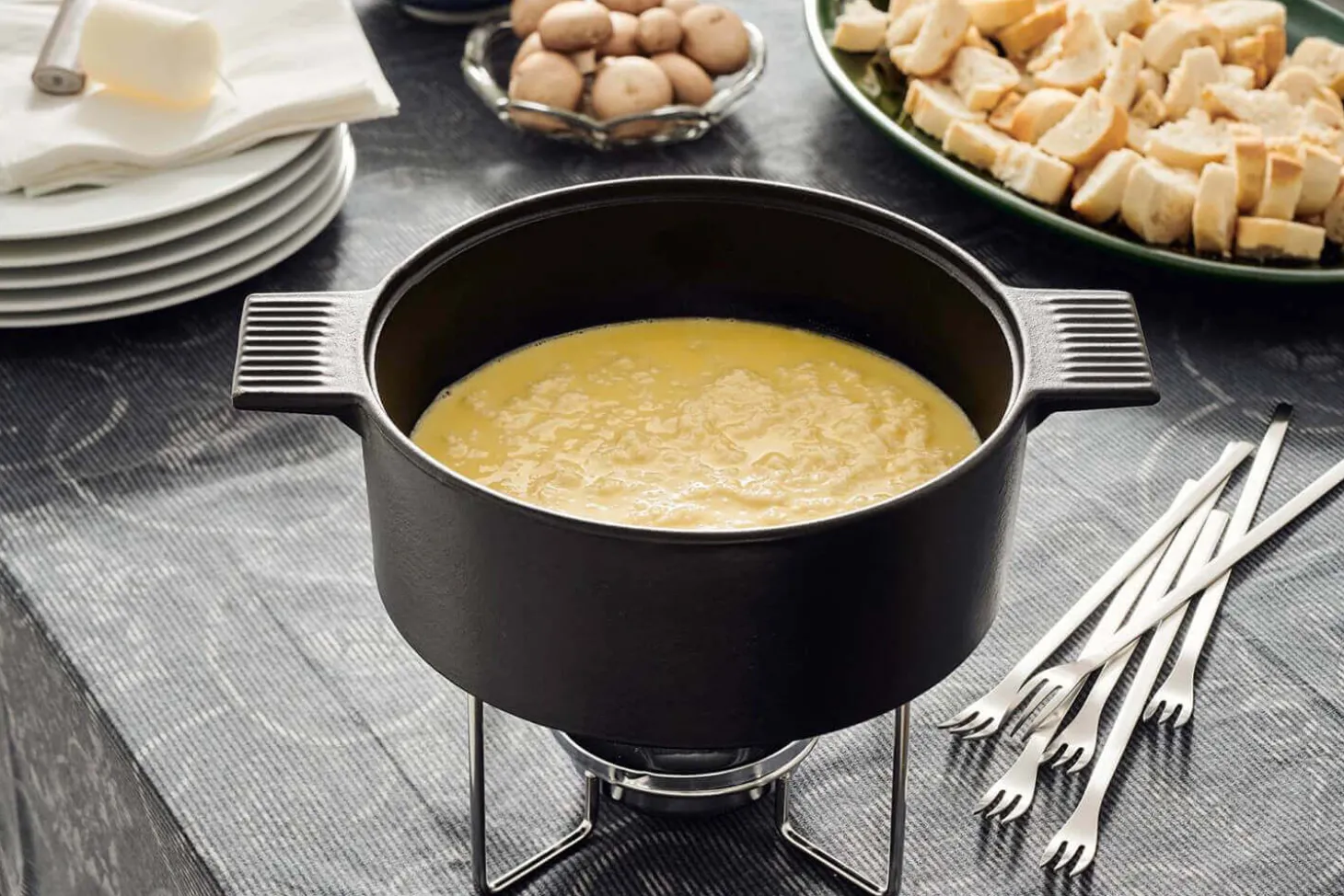Service à fondue en fonte Mono anti-éclaboussures