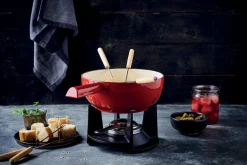 Service à fondue à fromage Beka Belledone en fonte émaillée pour 6 personnes - Coloris rouge