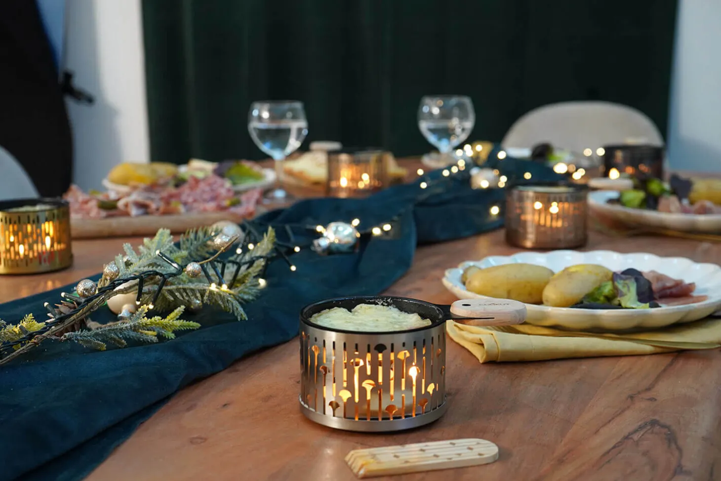 Service à raclette à la bougie Cookut Lumi Les Plus Brillantes services poêlons et spatules pour 2 - Champagne