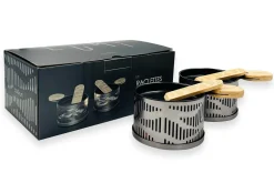 Service à raclette à la bougie Cookut Lumi Les Plus Brillantes services poêlons et spatules pour 2 - Argent onyx
