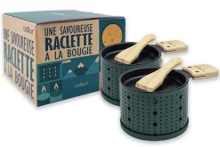 Service à raclette à la bougie Cookut Lumi services poelons et spatules pour 2 personnes