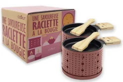 Service à raclette à la bougie Cookut Lumi services poelons et spatules pour 2 personnes