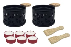 Service à raclette à la bougie Cookut Lumi pour 2 motif origami noir - Le gras c'est la vie