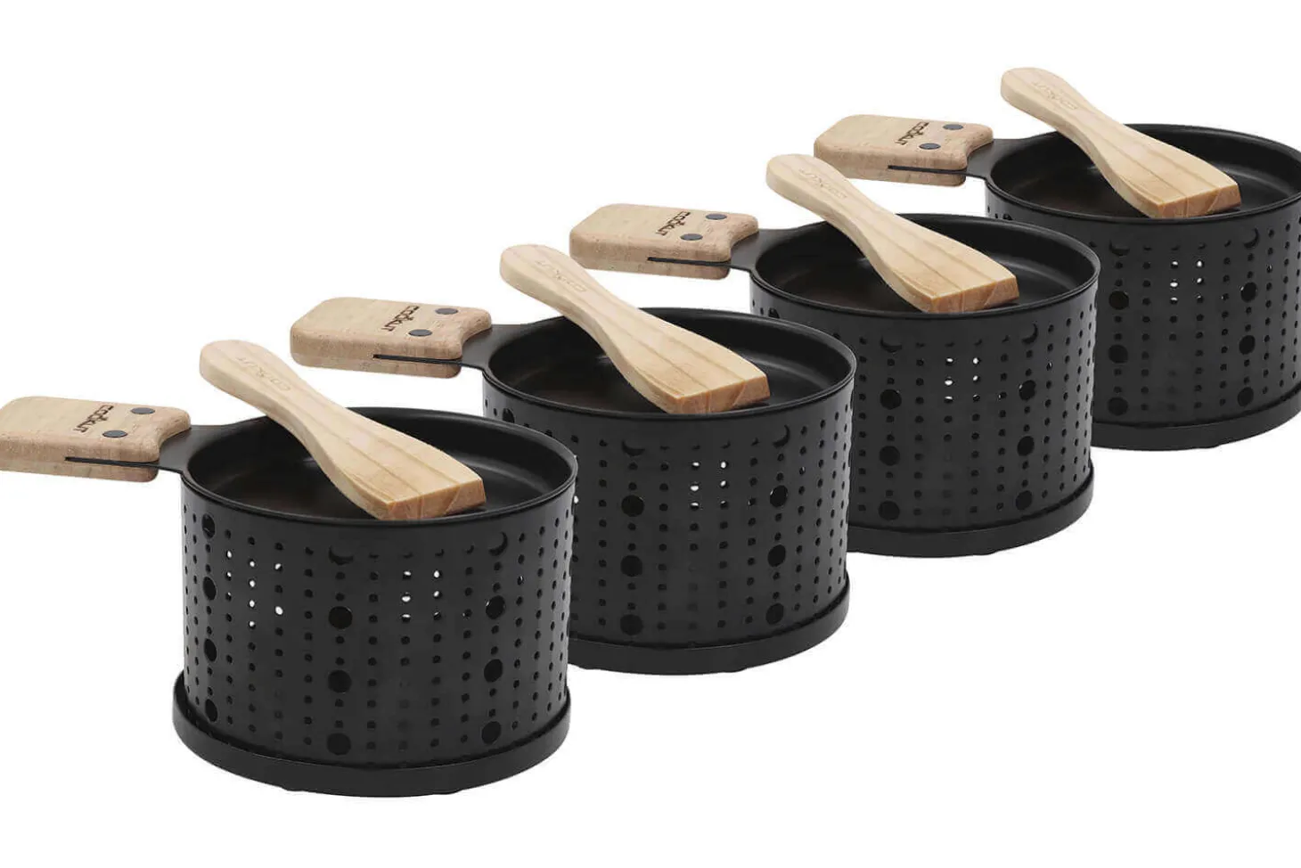 Service à raclette à la bougie Cookut Lumi noir - Services individuels poêlons et spatules