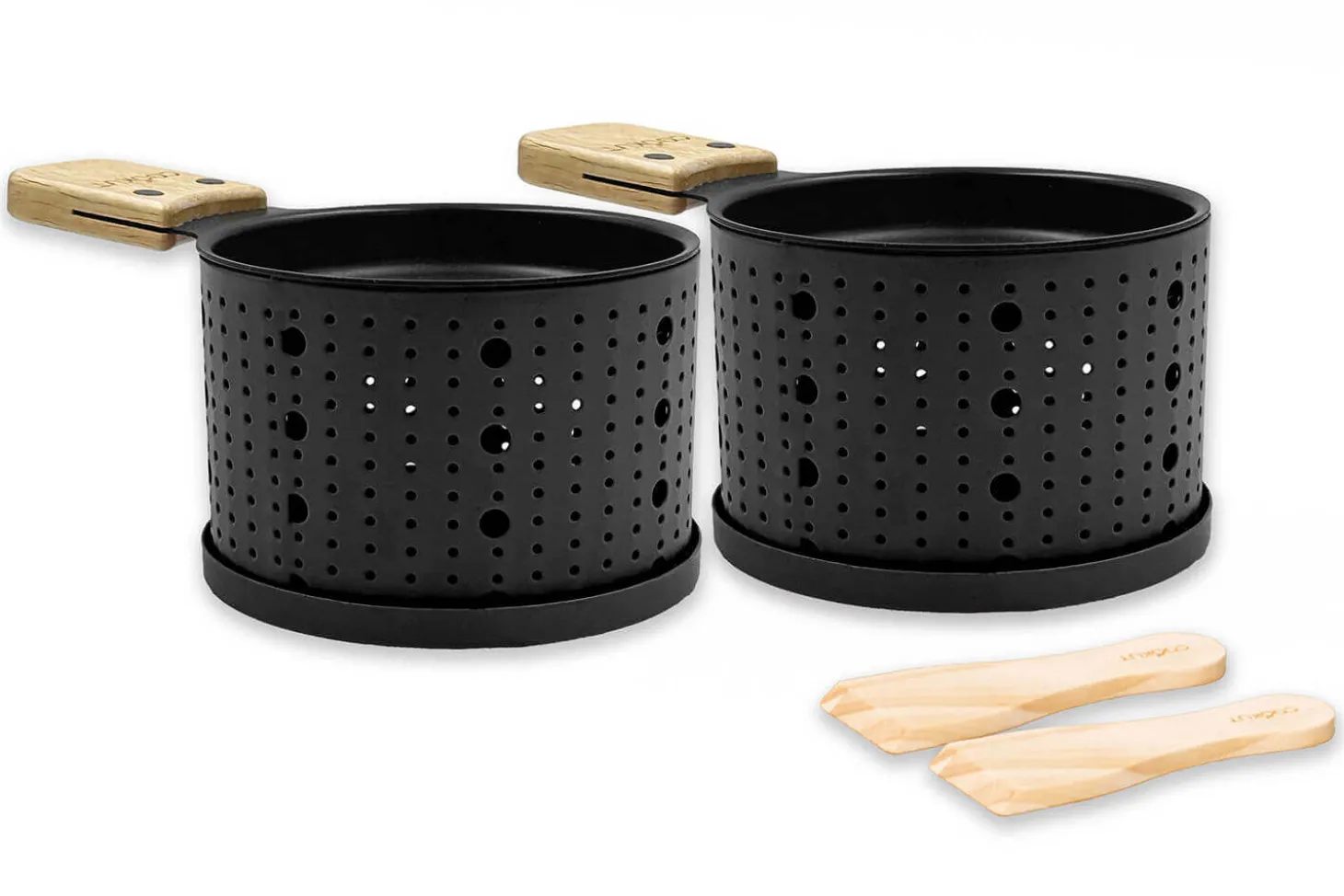 Service à raclette à la bougie Cookut Lumi noir - Services individuels poêlons et spatules