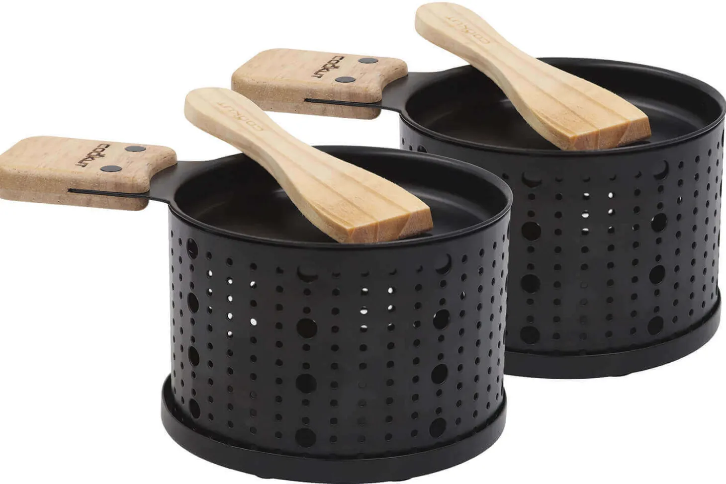 Service à raclette à la bougie Cookut Lumi noir - Services individuels poêlons et spatules