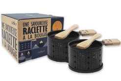 Service à raclette à la bougie Cookut Lumi noir - Services individuels poêlons et spatules