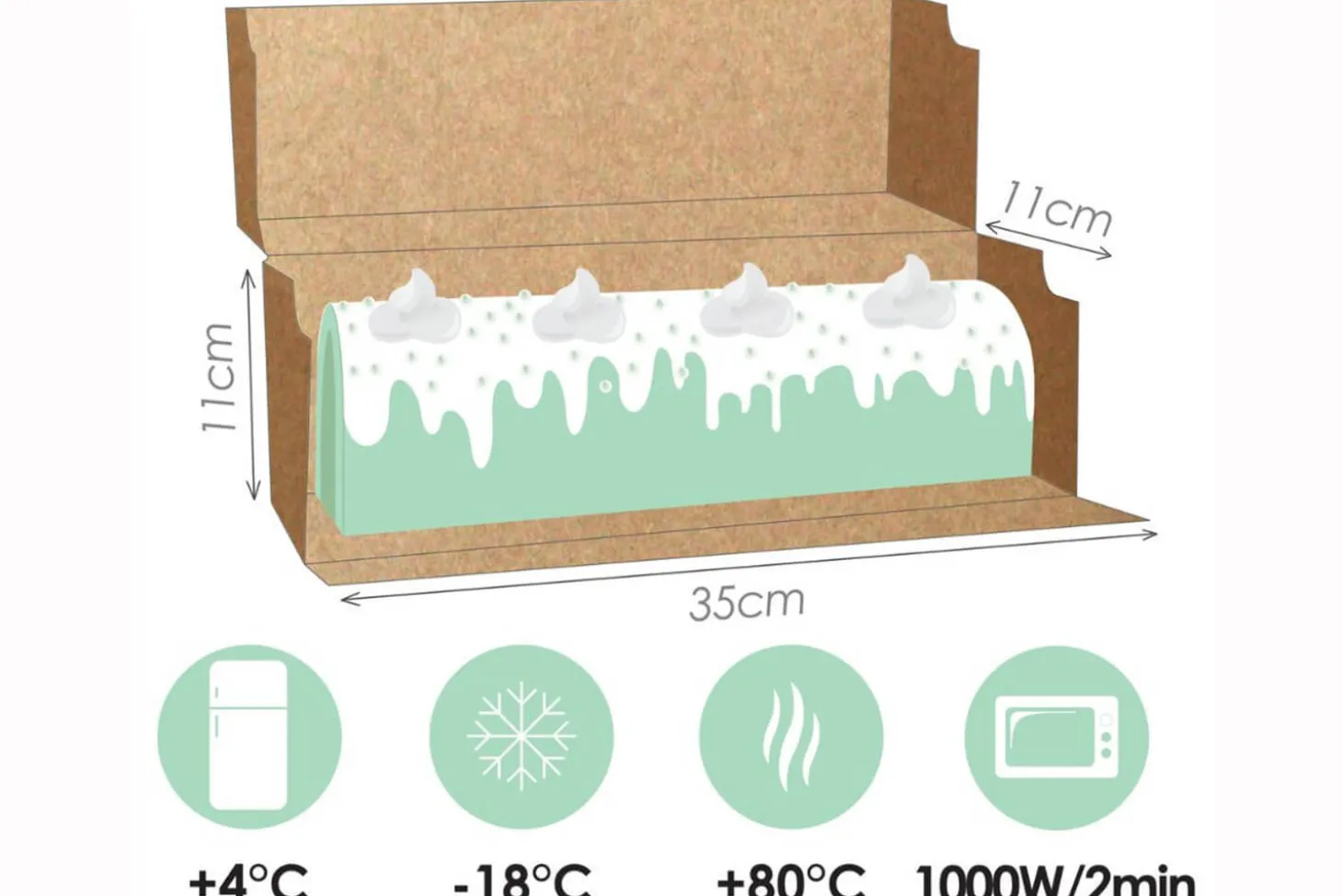 Set 2 boîtes pour cake/bûche Scrapcooking en carton kraft - 35x11x11cm